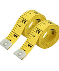Pack Of 2 Fabric Tape Measure For Body Measurements, Soft Measuring Tape For Sewing Cloth, 60 Inch 150 Cm, yellow rolls with metal ends