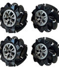 Four 60mm mecanum wheels with metal hubs and rubber rollers for omnidirectional robot drive (set of 4)