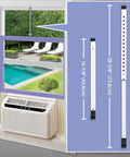 Top Shelf Two Section Window Security Bar With Child Proof Anti Lift Lock Keep Your Home Crib Secure No Sweat Install Adjustable Safety Brace For Single Hung Windows And Narrow Patio Doors White shown in window with measurements.