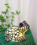Frog Table Lamp Tiffany Style Stained Glass Accent Night Light, multicolor handmade, 10.5L x 8W x 6.5H, LED soft glow ambience
