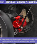 Go Kart Heavy Duty Brake Master Cylinder Caliper Assembly With 69 Inch Hydraulic Hose For 196cc KT196 GK200 Go Karts Replacement