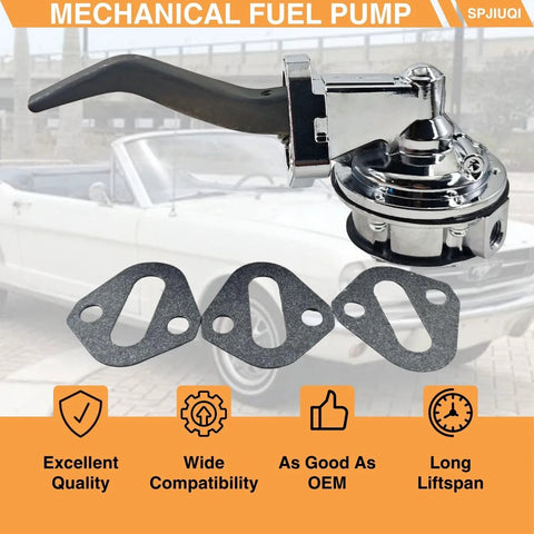 High Volume Mechanical Fuel Pump For Ford Small Block V8 221 260 289 302 351W Chrome with gasket set