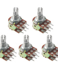 Five Pack 20K Dual Linear Potentiometers With 6 Pin 15mm Shaft For Audio Volume Control Light Dimming Plug And Play Motor