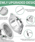 Magnetic Dryer Vent Connector Kit with quick release, showing aluminum housing, foil tube, and stainless steel screw details.