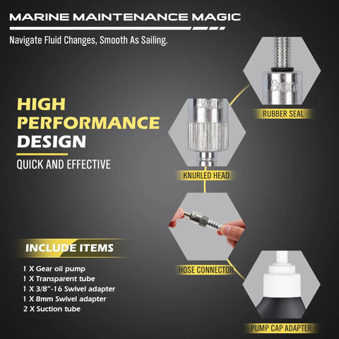 Marine Lower Unit Gear Oil Pump Kit For Quick Clean Fluid Transfer Hand Siphon Pump With 3/8 In 16 Adapter product components