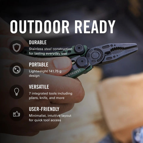 Person holding Skeletool 7-In-1 Go-To Lightweight Minimalist Multi-Tool For Everyday Carry Home Garden And Outdoors Stainless Steel.