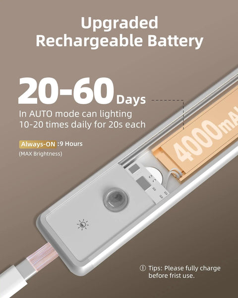 Close-up of the upgraded rechargeable battery for 11.8 Inch Under Cabinet Lighting Kit with 4000mAh capacity detail.