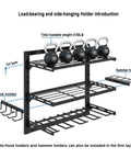 Beast Mode Power Tool Organizer Wall Mount For Garage, 3 Adjustable Metal Shelves showing load-bearing capacity and side holders