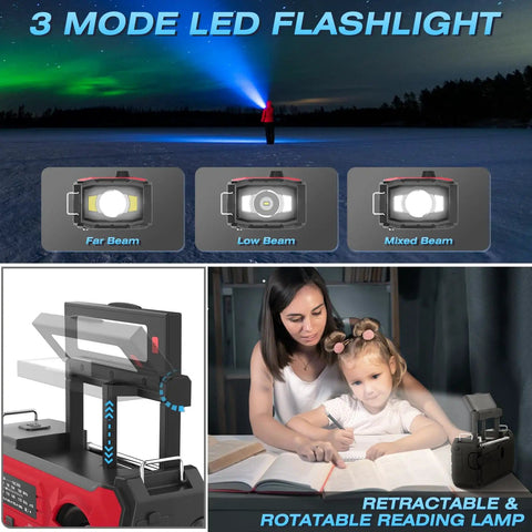 Emergency Radio With NOAA Weather Radio And AM FM Bands 10000mAh Power Bank USB Solar And Hand Crank Charging Builtin LED Flashlight