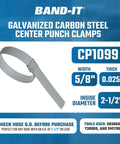 Heavy Duty Galvanized Carbon Steel Center Punch Clamp Five Eighths Inch Wide And Zero Point Zero Two Five Inch Thick Two And One Half Inch Diameter Medium Strength Band Clamp For General Plant Maintenance And Emergency Field Repairs Pack Of Fifty