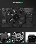 Straight Shot Engine Cooling Fan Assembly Compatible With Buick Verano 2.4L And Chevy Cruze 1.4L 1.8L, black fan with 4 pin plug.