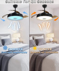 Dope Retractable Bluetooth Ceiling Fan With Light And Speaker, 42 Inch, 6 Speed, mode display for summer and winter use.