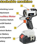Top Shelf Brushless Cordless Power Tool Combo Kit Featuring Heavy Duty Impact Drill Electric Wrench Circular Saw Plus Two Knockout Batteries For Your Daily Grind, showing detachable brushless motor tool features.
