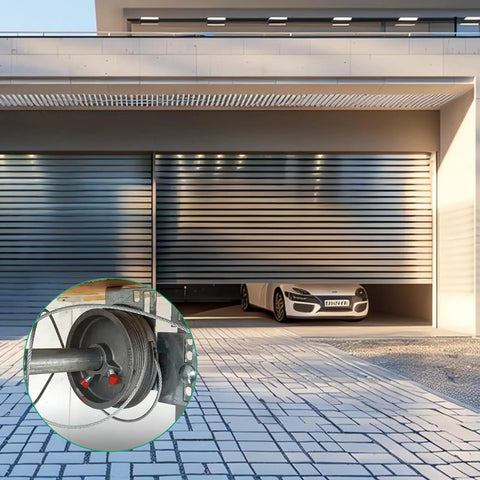 Garage Door Torsion Spring Conversion Kit For 7 Foot High Doors With Cable Rollers, Beefed-Up Cables, Brackets And Hardware in use