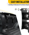 Heavy Duty Bed Rail Mount Brackets For Toyota Tacoma Truck Shovel Axe Tool Holder installed without drilling on truck bed.