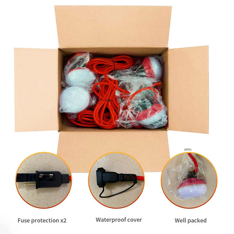 Boxed Boss Grade LED Construction String Lights 100W 10000 Lumens 100Ft Length Heavy Duty For Job Sites Outdoor Use