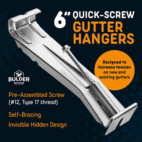 6 Inch Gutter Hangers Kit With 50 Pack And Bonus Drill Bit For Sagging Gutters Hidden Bracket Clips Pre Assembled Screw