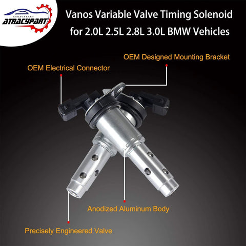 Two Pack Variable Valve Timing Vanos Solenoid VVT For BMW 3 Series And 5 Series Models Including 325i 328i 330i 335i 525i 528i 530i 535i E60 E90 N52 N54 Replaces 11367585425 11367516293 OEM Fit Solenoid Kit For Peak Engine Performance