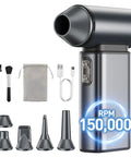 High Power Electric Air Duster With 150000 RPM Turbo Fan And 6 Adjustable Speeds Rechargeable Cordless Mini Blower with accessories