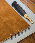 Dope Leather Hole Punch Kit With Six Size Tips 1.5Mm 2Mm 2.5Mm 3Mm 3.5Mm And 4Mm For Belts, Watch Bands, and Handbags, Wood Handle Adjustable
