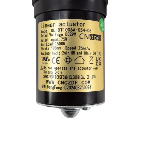 Beefy Power Recliner Lift Chair Motor Replacement For Models Dl-Dt1006a-054-05 And Dl-Dt1005-122 showing technical specifications including stroke and load.