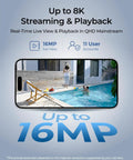 All In One Home Hub Pro Centralized Control For Up To 24 Cams With 16TB Total Storage shown streaming 16MP pool view on phone