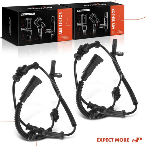 Solid Pair Of Rear Abs Wheel Speed Sensors For Dodge Durango And Jeep Grand Cherokee showing two sensor units with wiring.