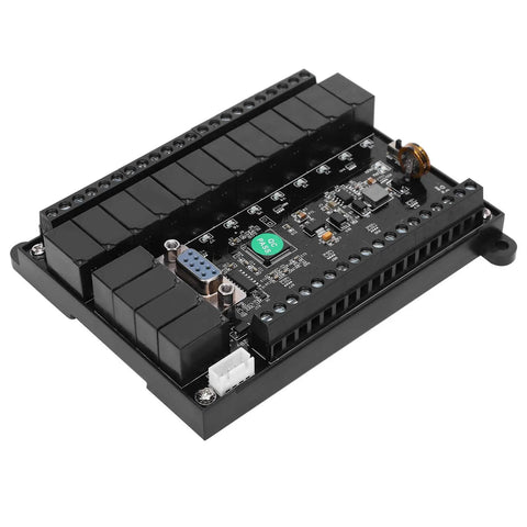 Plug And Play PLC Control Board With Relay Delay Module And Analog FX1N-32MR DC10-28V, black rugged industrial automation board