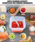Beast 750W Commercial Immersion Blender With 20 Inch Shaft Copper Motor blending tomato soup in a kitchen container
