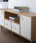 Wooden cabinet with 10 Pack 1.2 Inch Brushed Gold Square Cabinet Knobs For Kitchen Cabinets And Dressers, Premium Finish