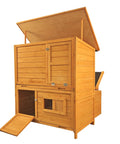 Wooden Chicken Coop For Backyard Living With Outdoor Hen House Design, Three Nesting Boxes, Removable Tray, Foldable Ramp