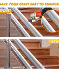 10 Pack 4 Inch Angle Grinder Stripping Wheel Set for Paint and Rust Removal, showing rust removal from metal stair railing
