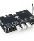 Beefy 100W Mono Bluetooth 5.3 Amplifier Board With TPA3116D2 Class D Chip Built In Step Up Circuit 19V 24V TWS Wireless Pairing AUX USB And DC 12-24V Input For DIY Home Speakers And Small AV Setups, black aluminum board with antenna