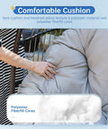 Close-up of a hand adjusting the UV resistant cushion on a Cozy Outdoor Hanging Egg Chair With Stand for bedroom or garden relaxation.