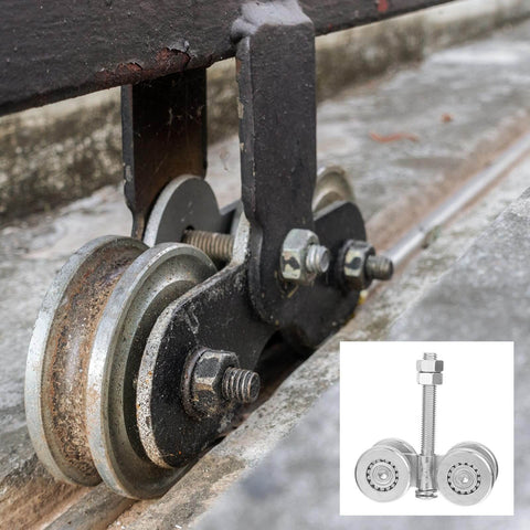 Industrial Sliding Door Track Roller Pulley Heavy Duty Wheel With 200kg Load Capacity for Barn and Indoor Doors, steel construction.