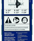 Packaging for Real Badass 1/8 Inch Radius Roundover Router Bit with size and safety warnings displayed.