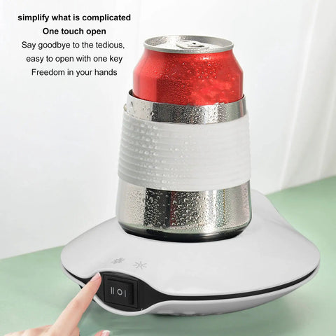 White Electric Cup Warmer And Cooler Mat Dual Purpose Beverage Coaster Usb Powered Thermal Stand with can, easy touch control.