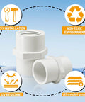 Ten Pack White PVC Pipe Fittings Three Quarter Inch NPT Female Thread Adapter Socket To Female PVC Schedule 40 Couplings