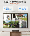 8 Channel 5MP Security Camera System With 4 Wired PoE Cameras For Outdoor Home Surveillance, monitor display view