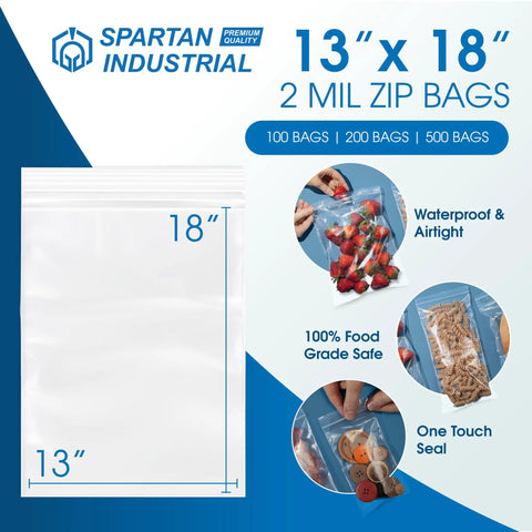 Heavy Duty Clear Sealable Zip Pouches 100 Pack 13 By 18 Inch Airtight Storage Bags For Merchandise Packaging And Shipping Supplies Tough As Nails And Go To Thick Virgin Ldpe Construction Water Resistant Closure