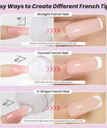 French Tip Gel Polish Peach Mousse 15ml Kit With French Tip Stamp, HEMA-Free White And Light Pink Gels, nail shapes instruction