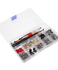 Beefy 332 Piece Computer Screw Kit For HDD And SSD Replacement With Iron Nickel Plating in storage box, shown with screwdriver.