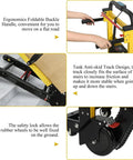 Heavy Duty Electric Stair Climber Hand Truck That Crushes 441 Lbs Loads With Ease, features foldable handle and anti-skid track.