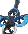 Close-up of Rad Stunt Flying Sword RC Glider with Gesture Control, featuring blue EVA foam wings and propellers.