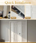 Easy Install 4 Pack Bifold Door Repair Kit With Metal Brackets And Pivot Accessories For One And Three Eighths Inch Wood Doors Fits Seven Sixteenths Inch Pivot Hole Top Or Bottom Replacement Closet Hardware Set showing installation steps