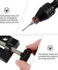 Close-up of Hand Drill Kit For Jewelry Making And Woodworking Rotary Drill With Twist Bits Vise and PCB Drill Bits tool in use