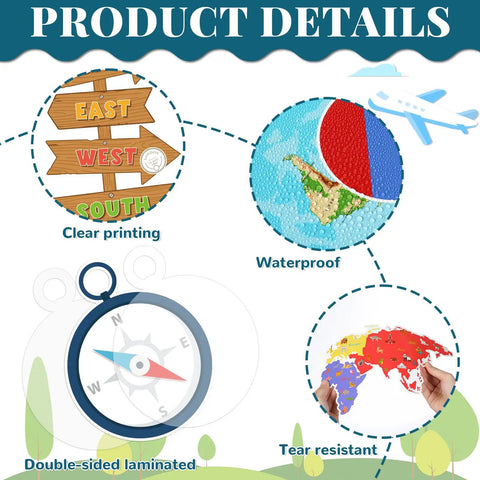 Product details of Geography Bulletin Board Set Must Have Adventure Travel Map Classroom Decor With World Countries Flags