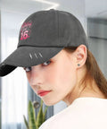 Woman wearing Its My 16th Birthday Dope Lightweight Low Profile Cap For Women Dark Grey Adjustable Buckle Back Strap Unstructured Hat