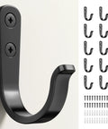 10 Pack Wall Hooks For Bathroom Kitchen Closet And Garage Black Metal Hangers That Hold Up To 40 Lbs Ultra Strong Built To Last