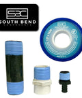 Premium PTFE Thread Seal Tape For Plumbing Gas Water And Air Systems Teflon Tape Delivers Leak Proof Seals On Metal And Plastic Pipes Durable And Easy To Use One Pack alongside blue PTFE-coated pipes and components.